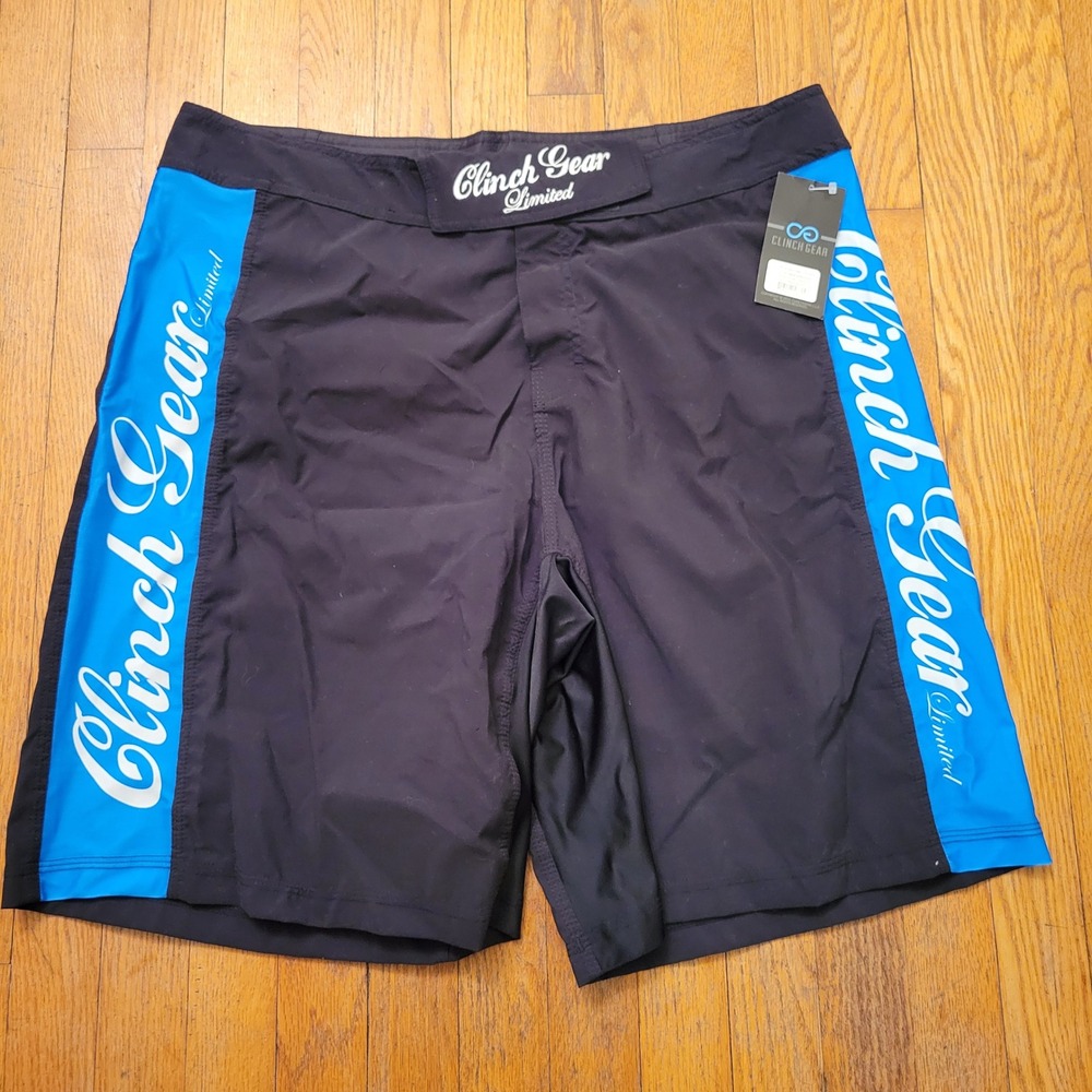 Clinch Gear Pro Series Limited Edition MMA Fight Shorts 38 Black Blue Wrestling